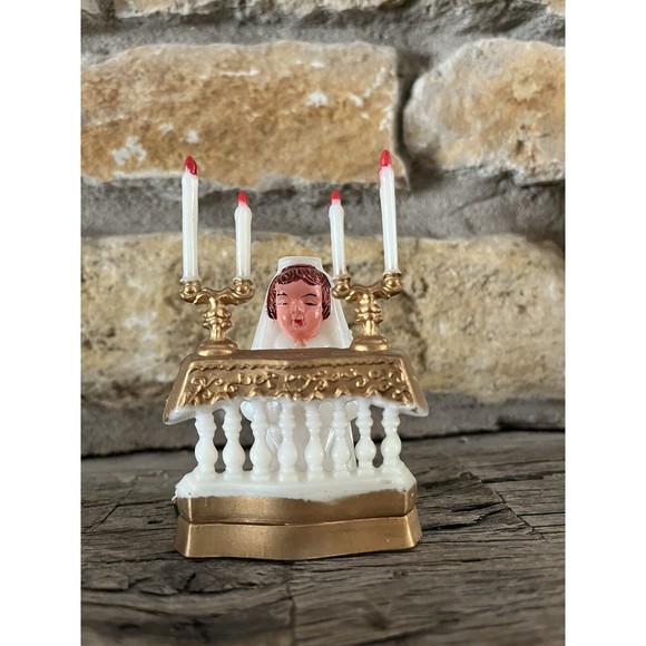 Vintage Plastic Praying Girl Alter Cake Topper 1st Communion Hong Kong        JM - Picture 1 of 8